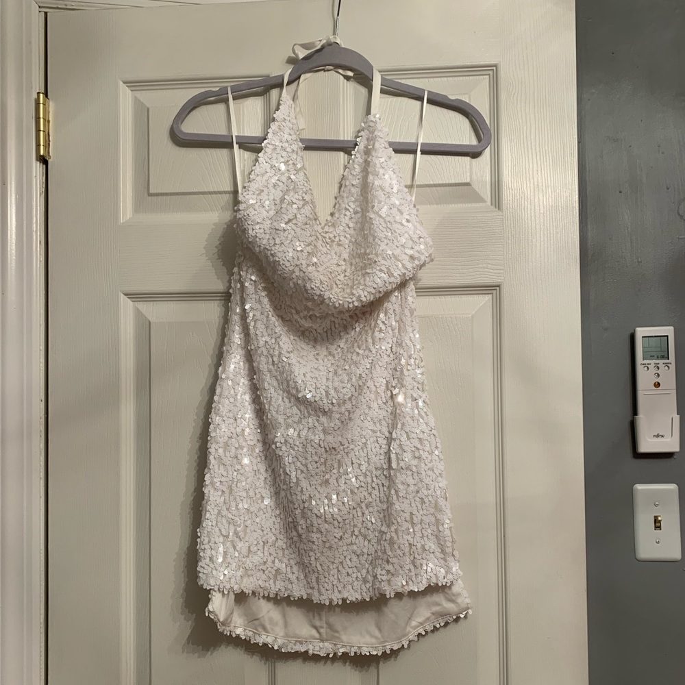 Sequined Halter mini dress